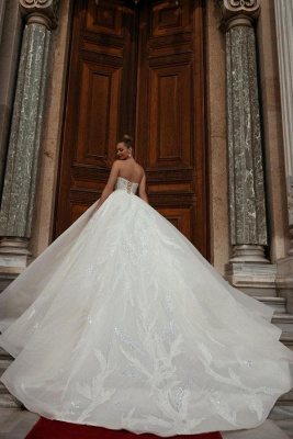 Charming Sleeveless Strapless Chapel Ball Gown Wedding Dress_2