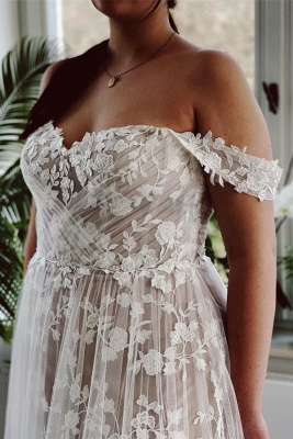Очаровательное свадебное платье из тюля длиной до пола, без рукавов, с открытыми плечами и аппликацией_4