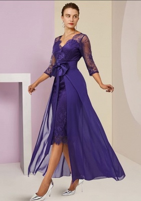 Платье для выпускного вечера с длинными рукавами цвета виноградного чая_4