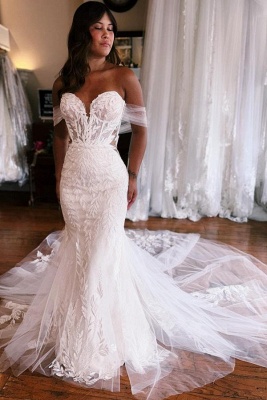 Fabulous Sweetheart Floor Length Mermaid Wedding Dress_1