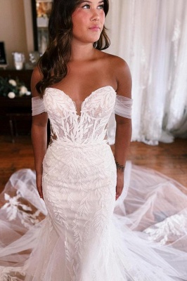 Fabulous Sweetheart Floor Length Mermaid Wedding Dress_3