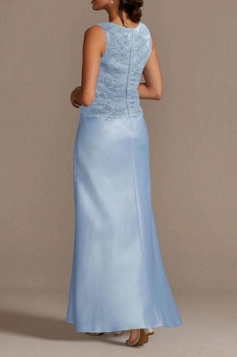 Long sleeves Sky blue Column Long Mother of the bride Dress_4