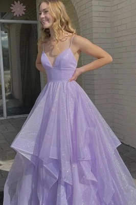 Lilac Sweetheart Ball Gown Ruffles Prom Dresses_2