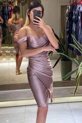 Off the shoulder Dusty pink Mermaid Short Prom Dresses