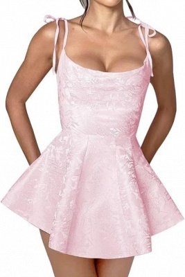 Amazing Ruffle Satin Short Party Dress Strapless Mini Homecoming Dress_3
