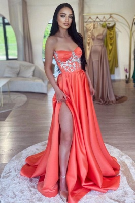 Sweetheart A-line empire High Split Floor length Prom Dresses