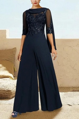 Elegant Long Sleeves Chiffon A-line Floor-Length Casual Mother of the Bridal Dresses