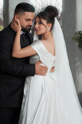 Unique One Shoulder Stain Sequin Mermaid Wedding Dresses_14