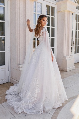 Schulterfreies Herzausschnitt-A-Linien-Brautkleid mit Spitze_2