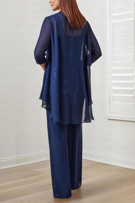 Elegante Chiffon Apliques Renda Mãe da Noiva Vestido Macacão_2