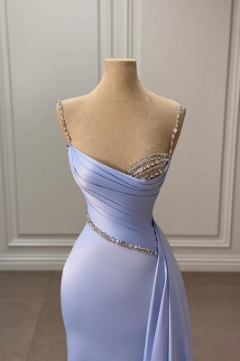 Spaghetti Straps Ruched Crystal Detailing Mermaid Prom Dresses_2