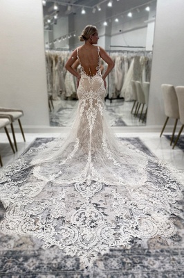 Vestidos de noiva sereia com apliques de tule e cauda_2