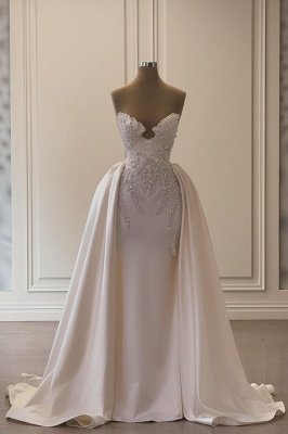 Unique Strapless Beading Floor-length Mermaid Prom Dresses_1
