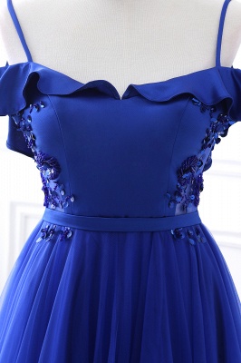 Stunning Off the shoulder blue Tulle ball gown prom dresses_8