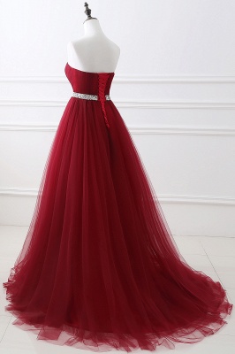 ANGELINA | A-line Sweetheart Burgundy Tulle Prom Dress With Beading_12