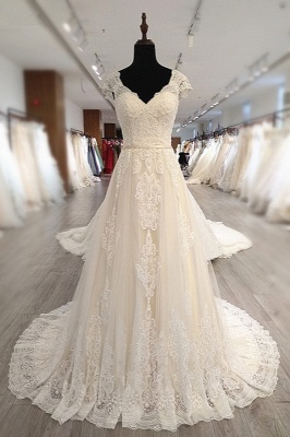 Винтажное свадебное платье из тюля длиной до пола, с V-образным вырезом, без рукавов и аппликациями_1