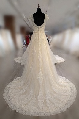 Винтажное свадебное платье из тюля длиной до пола, с V-образным вырезом, без рукавов и аппликациями_2