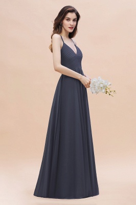 Спагетти Ремни V-образным вырезом Платье для подружки невесты Вечернее платье Aline_5