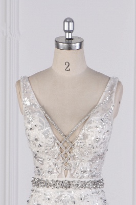 Charming Sheath Sequins V-Neck A-Line Floor Length Sleeveless Wedding Dress_3