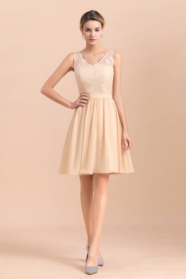 Cute Sleeveless Lace Knee Length Wedding Party Dress_1