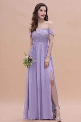 Off Shoulder Lace Chiffon Wedding Dress Aline Bridesmaid Dress_4