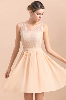 Cute Sleeveless Lace Knee Length Wedding Party Dress_7