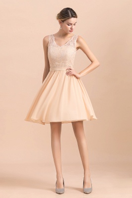 Cute Sleeveless Lace Knee Length Wedding Party Dress_8