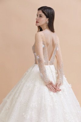 Charming Floral Lace Appliques Hochzeitskleid Wunderschöne weiße Perlen Brautkleid_4
