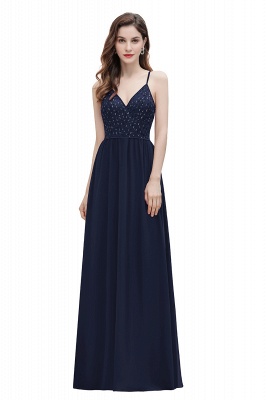 V-Neck Straps A-line Bridesmaid Dress Sequins Evening Dress_12