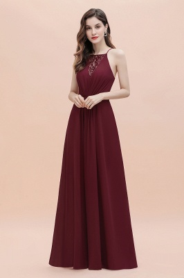 Straps Bateau A-line Sequins Evening Maxi Dress Elegant Chiffon Prom Dress_5