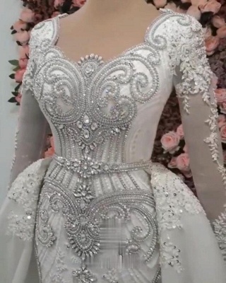 Элегантное свадебное платье с длинными рукавами и русалкой_4