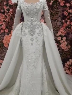 Элегантное свадебное платье с длинными рукавами и русалкой_1