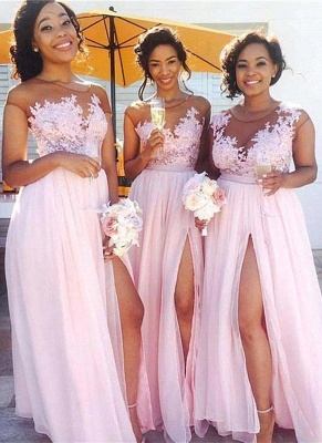 A-line Chiffon Lace Jewel Sleeveless Floor-Length Bridesmaid Dresses with Appliques_51